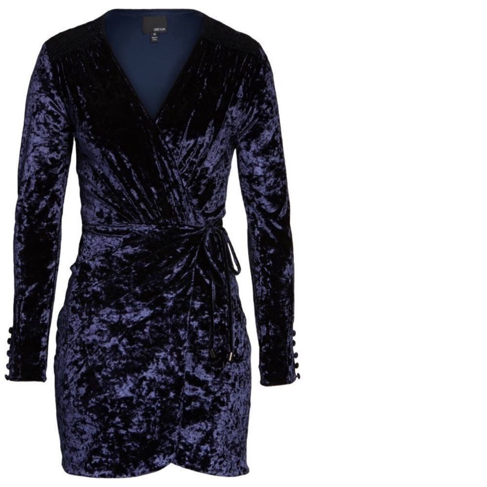 GREYLIN Velvet Wrap Dress